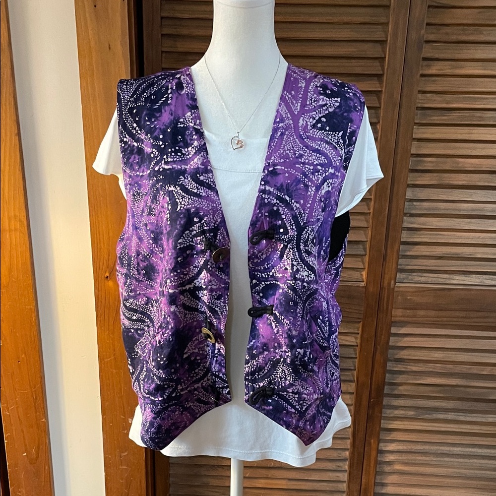Stunning Rayon Reversible Batik Vest (L)